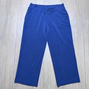 Athleta Women’s Navy Blue Wide Leg Cropped Lounge Sweatpants Drawstring - M